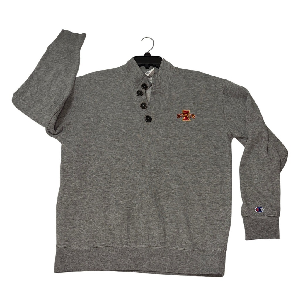 Champion Iowa State Cyclones Quarter Button Sweatshirt Gray Women's Medium